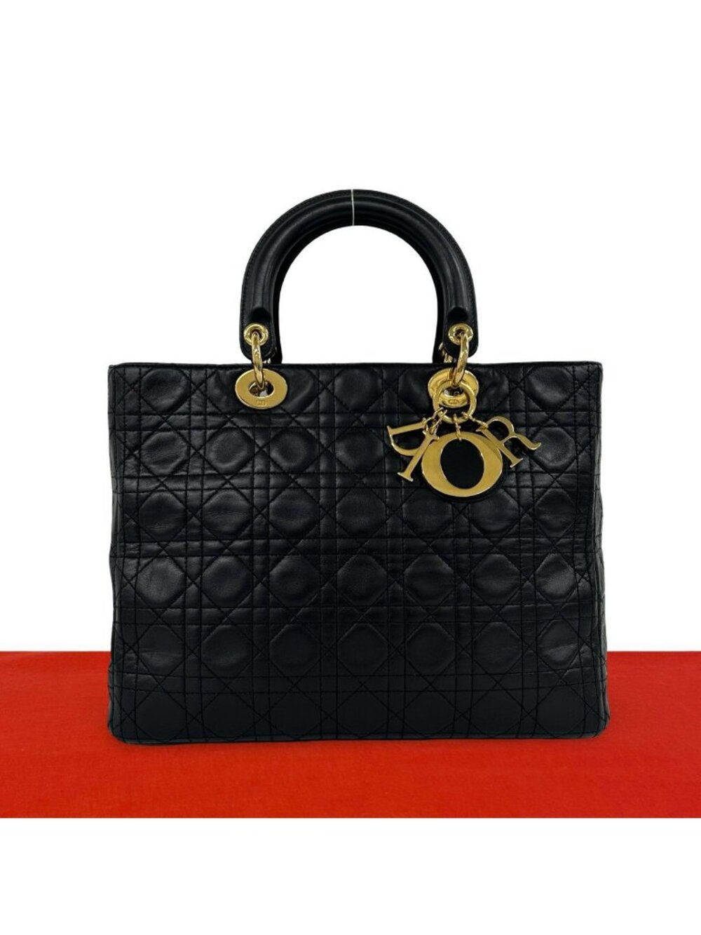 Dior Lady Cannage Leather Tote Bag Black